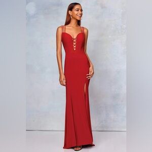 Clarisse Sweetheart Spaghetti Strap Back Prom Dress in Crimson Style 3775 NWT
